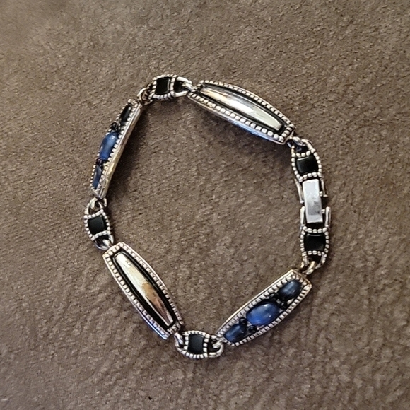 LAUREN CONRAD Western Rectangle Link Blue Cabochon Bracelet - Picture 6 of 8